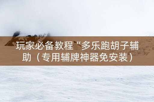 玩家必备教程“多乐跑胡子辅助（专用辅牌神器免安装）