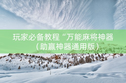 玩家必备教程“万能麻将神器（助赢神器通用版）