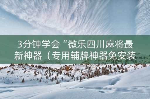 3分钟学会“微乐四川麻将最新神器（专用辅牌神器免安装）