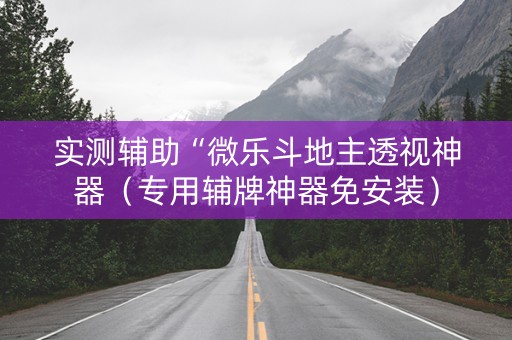 实测辅助“微乐斗地主透视神器（专用辅牌神器免安装）
