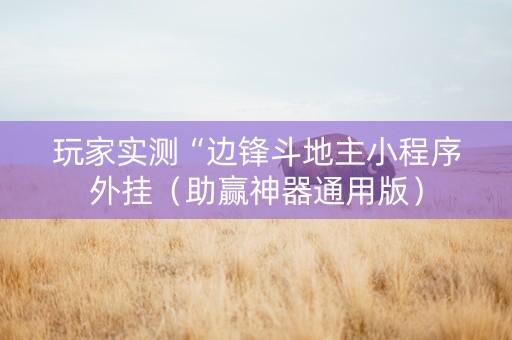 玩家实测“边锋斗地主小程序外挂（助赢神器通用版）