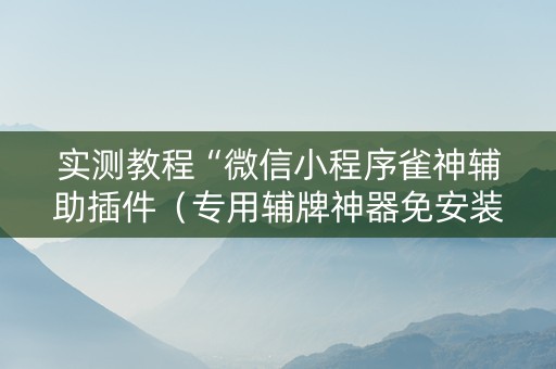 实测教程“微信小程序雀神辅助插件（专用辅牌神器免安装）