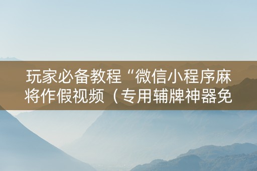 玩家必备教程“微信小程序麻将作假视频（专用辅牌神器免安装）