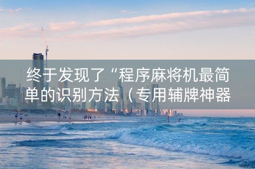 终于发现了“程序麻将机最简单的识别方法（专用辅牌神器免安装）
