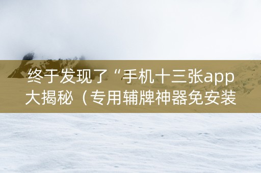 终于发现了“手机十三张app大揭秘（专用辅牌神器免安装）