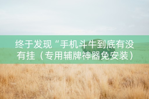 终于发现“手机斗牛到底有没有挂（专用辅牌神器免安装）