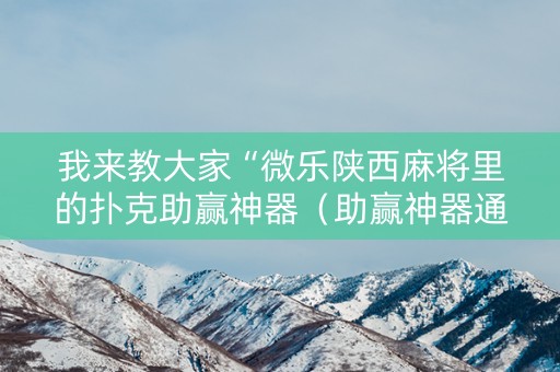 我来教大家“微乐陕西麻将里的扑克助赢神器（助赢神器通用版）