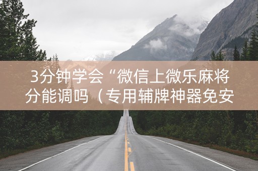 3分钟学会“微信上微乐麻将分能调吗（专用辅牌神器免安装）