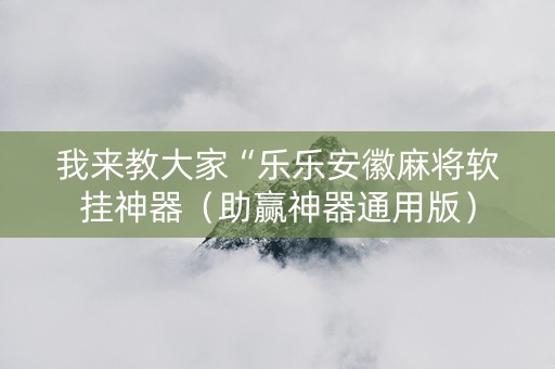 我来教大家“乐乐安徽麻将软挂神器（助赢神器通用版）