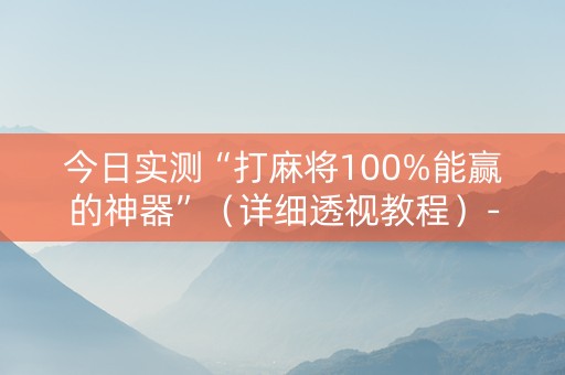 今日实测“打麻将100%能赢的神器”（详细透视教程）-哔哩哔哩