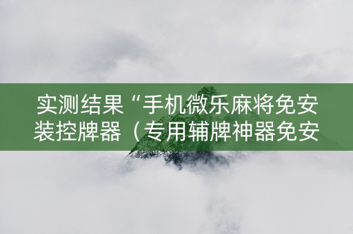 实测结果“手机微乐麻将免安装控牌器（专用辅牌神器免安装）