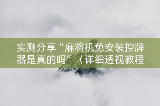 实测分享“麻将机免安装控牌器是真的吗”（详细透视教程）-哔哩哔哩