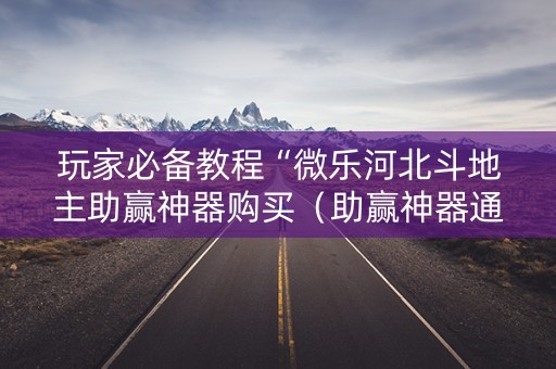 玩家必备教程“微乐河北斗地主助赢神器购买（助赢神器通用版）
