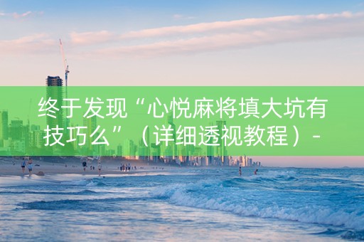 终于发现“心悦麻将填大坑有技巧么”（详细透视教程）-哔哩哔哩