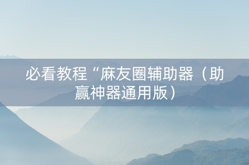 必看教程“麻友圈辅助器（助赢神器通用版）