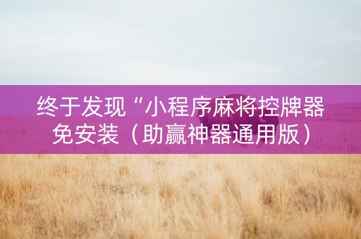 终于发现“小程序麻将控牌器免安装（助赢神器通用版）