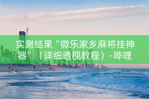 实测结果“微乐家乡麻将挂神器”（详细透视教程）-哔哩哔哩