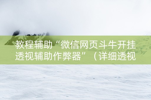 教程辅助“微信网页斗牛开挂透视辅助作弊器”（详细透视教程）-哔哩哔哩