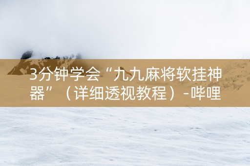 3分钟学会“九九麻将软挂神器”（详细透视教程）-哔哩哔哩