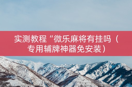 实测教程“微乐麻将有挂吗（专用辅牌神器免安装）