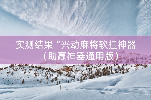 实测结果“兴动麻将软挂神器（助赢神器通用版）