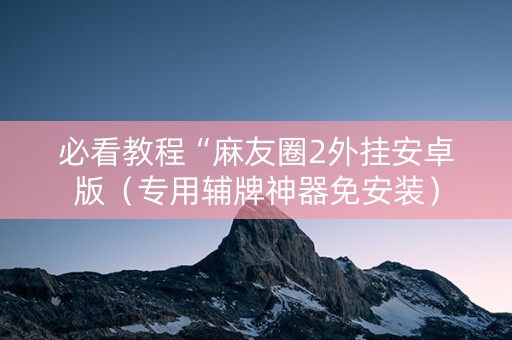 必看教程“麻友圈2外挂安卓版（专用辅牌神器免安装）