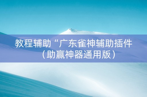 教程辅助“广东雀神辅助插件（助赢神器通用版）