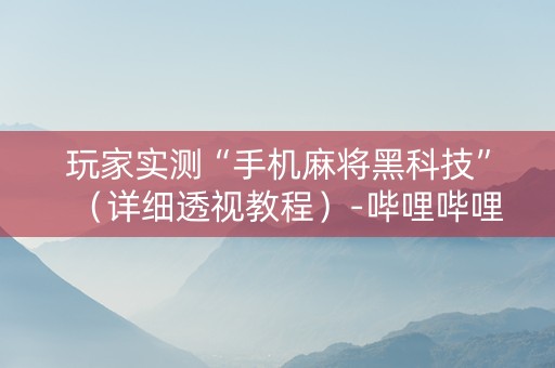 玩家实测“手机麻将黑科技”（详细透视教程）-哔哩哔哩