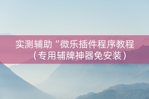 实测辅助“微乐插件程序教程（专用辅牌神器免安装）