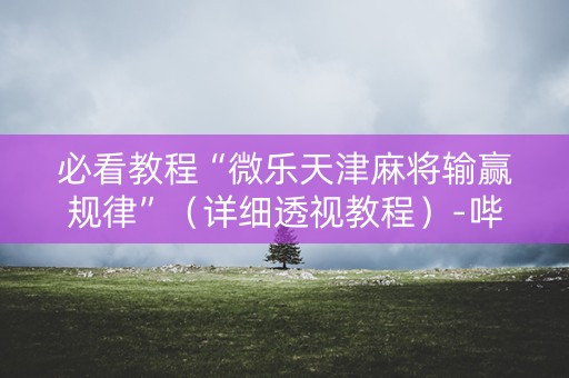 必看教程“微乐天津麻将输赢规律”（详细透视教程）-哔哩哔哩