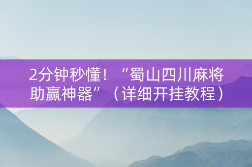 2分钟秒懂！“蜀山四川麻将助赢神器”（详细开挂教程）-哔哩哔哩