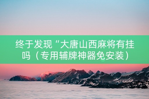 终于发现“大唐山西麻将有挂吗（专用辅牌神器免安装）