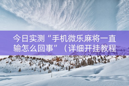 今日实测“手机微乐麻将一直输怎么回事”（详细开挂教程）-哔哩哔哩