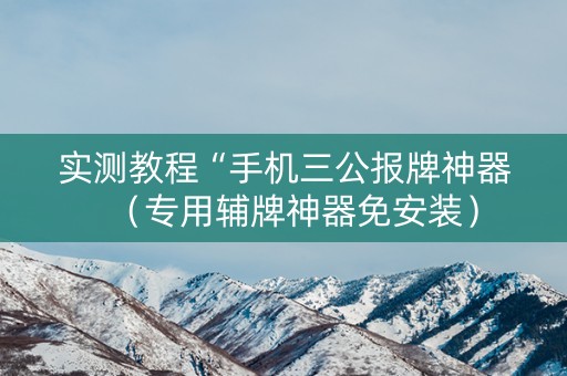 实测教程“手机三公报牌神器（专用辅牌神器免安装）