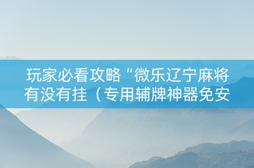 玩家必看攻略“微乐辽宁麻将有没有挂（专用辅牌神器免安装）