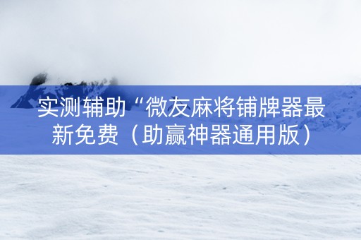 实测辅助“微友麻将铺牌器最新免费（助赢神器通用版）