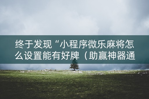 终于发现“小程序微乐麻将怎么设置能有好牌（助赢神器通用版）