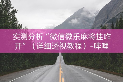 实测分析“微信微乐麻将挂咋开”（详细透视教程）-哔哩哔哩
