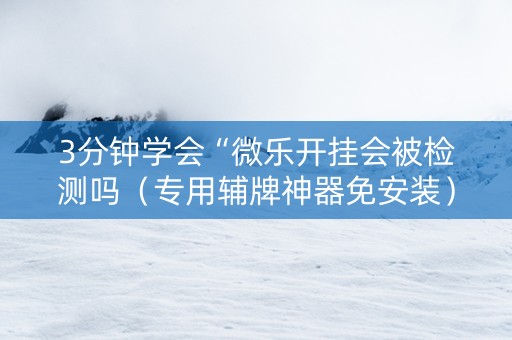 3分钟学会“微乐开挂会被检测吗（专用辅牌神器免安装）