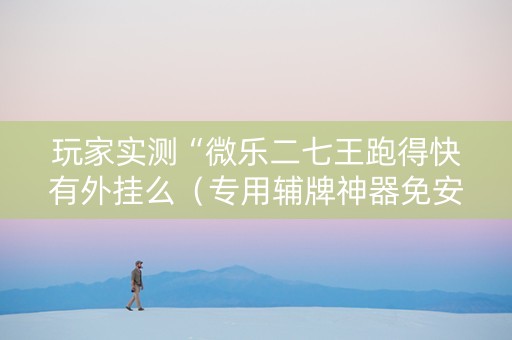 玩家实测“微乐二七王跑得快有外挂么（专用辅牌神器免安装）