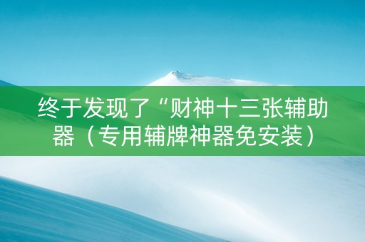 终于发现了“财神十三张辅助器（专用辅牌神器免安装）