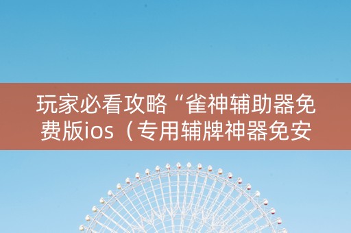 玩家必看攻略“雀神辅助器免费版ios（专用辅牌神器免安装）
