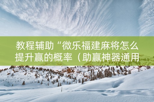 教程辅助“微乐福建麻将怎么提升赢的概率（助赢神器通用版）