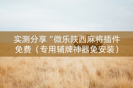 实测分享“微乐陕西麻将插件免费（专用辅牌神器免安装）