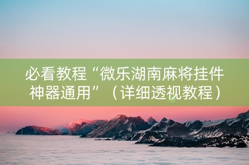 必看教程“微乐湖南麻将挂件神器通用”（详细透视教程）-哔哩哔哩