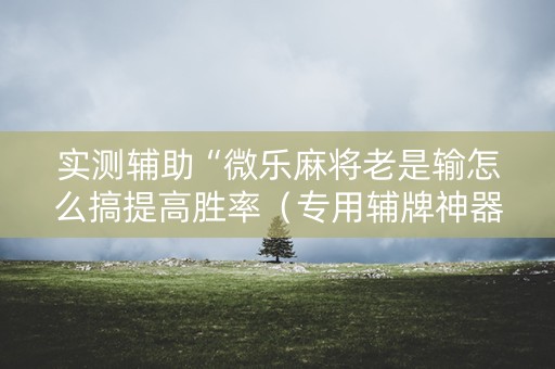 实测辅助“微乐麻将老是输怎么搞提高胜率（专用辅牌神器免安装）