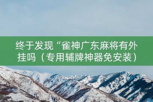 终于发现“雀神广东麻将有外挂吗（专用辅牌神器免安装）