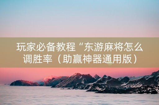 玩家必备教程“东游麻将怎么调胜率（助赢神器通用版）