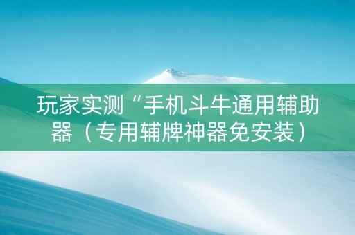 玩家实测“手机斗牛通用辅助器（专用辅牌神器免安装）