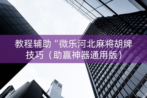 教程辅助“微乐河北麻将胡牌技巧（助赢神器通用版）
